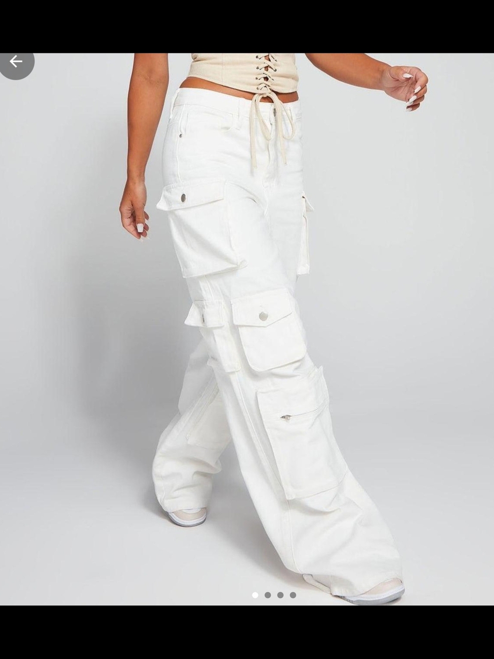 Fashion Nova White Cargo Wide-Leg Pants